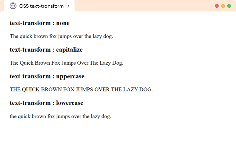 CSS Text Transform Example Description