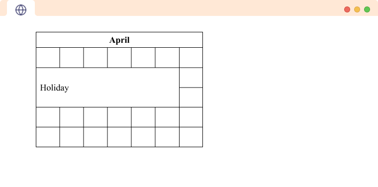 An HTML table showcasing rowspan and colspan